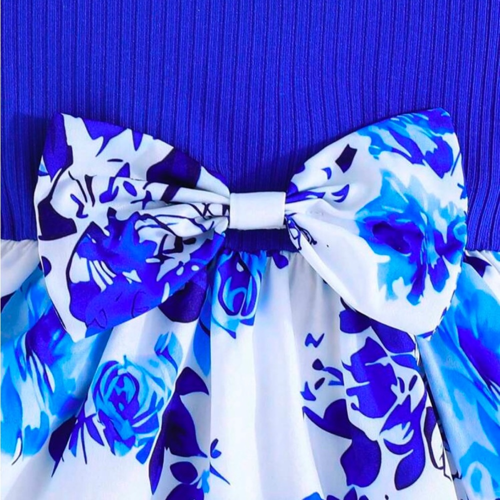 🆕 Baby Girl Summer Ruffled Sleeve Floral Patchwork Dress - Picture 3 of 7